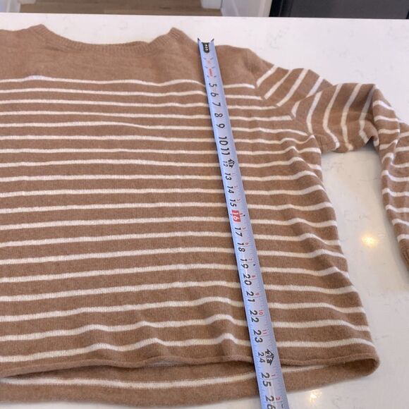 NEW Reformation 100% Cashmere Tan White Striped boyfriend crew boxy sweater XL - Picture 7 of 8